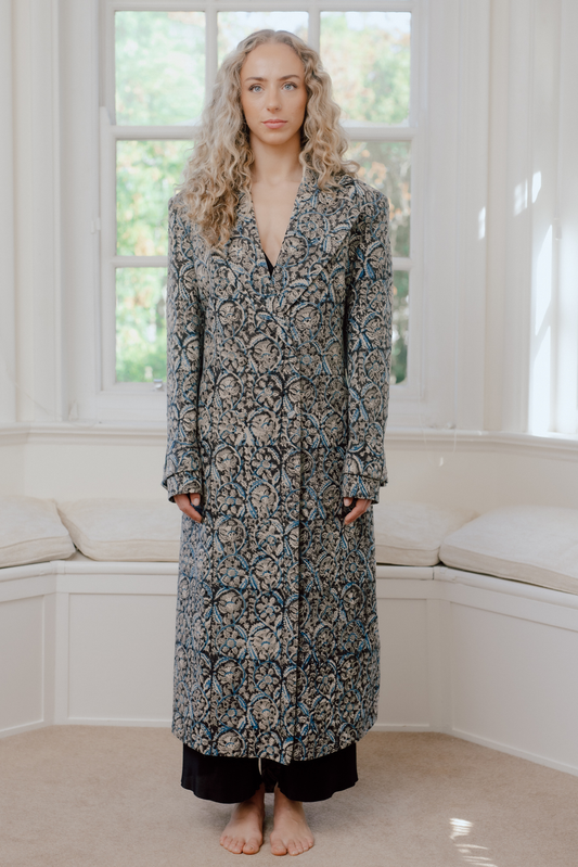 Ojas Hand Block Printed Trench Coat