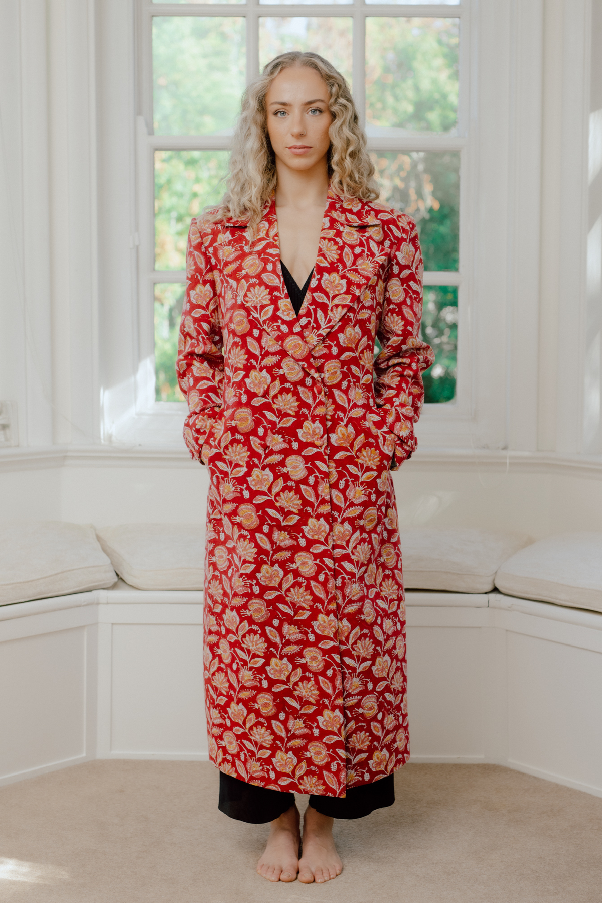 Ananta Hand Block Printed Trench Coat