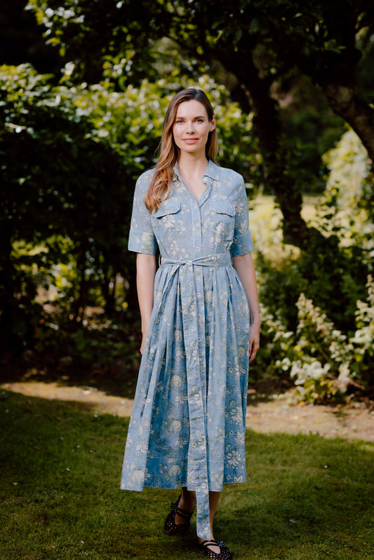 Sasha Hand Block Printed Pure Cotton Dress