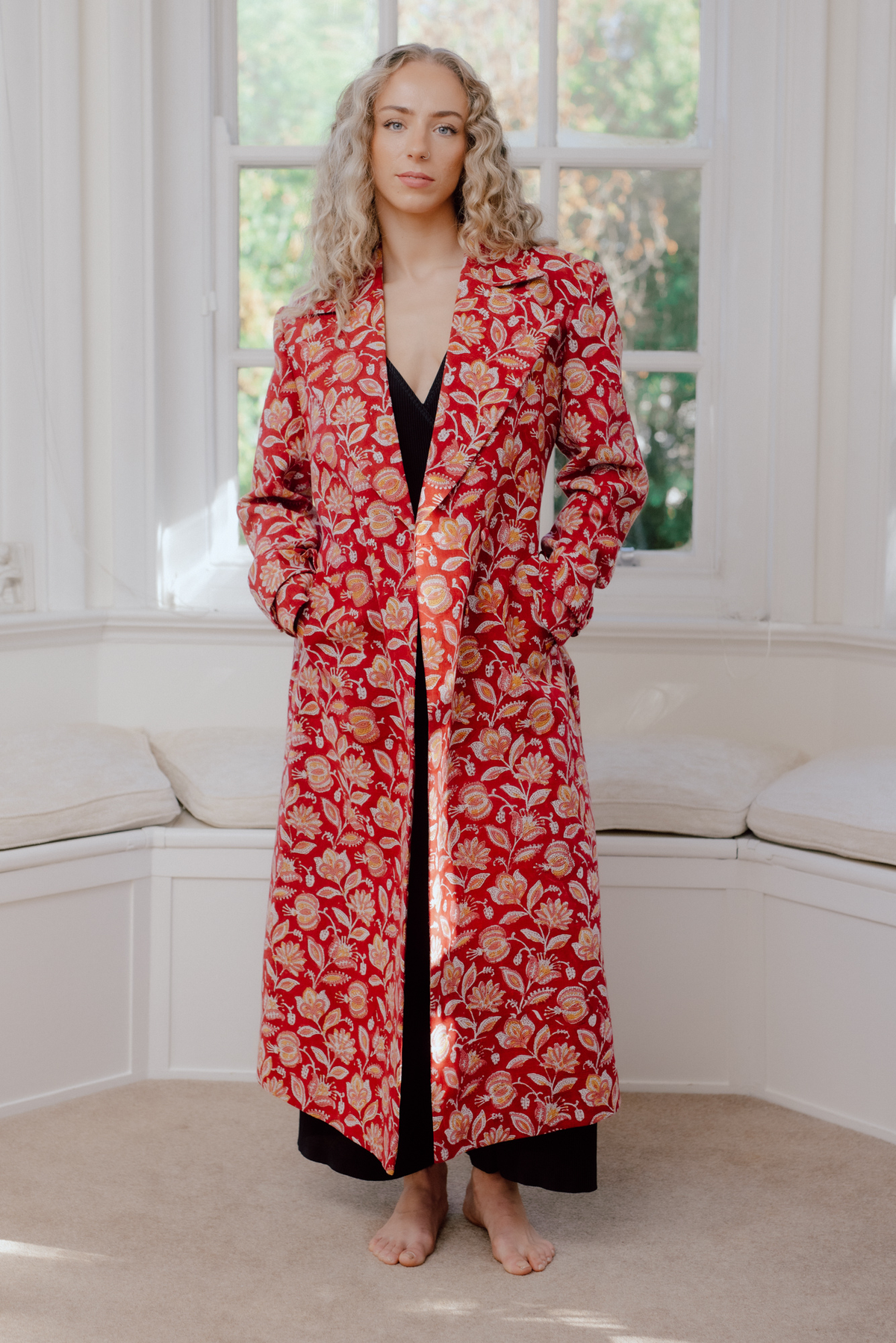 Ananta Hand Block Printed Trench Coat