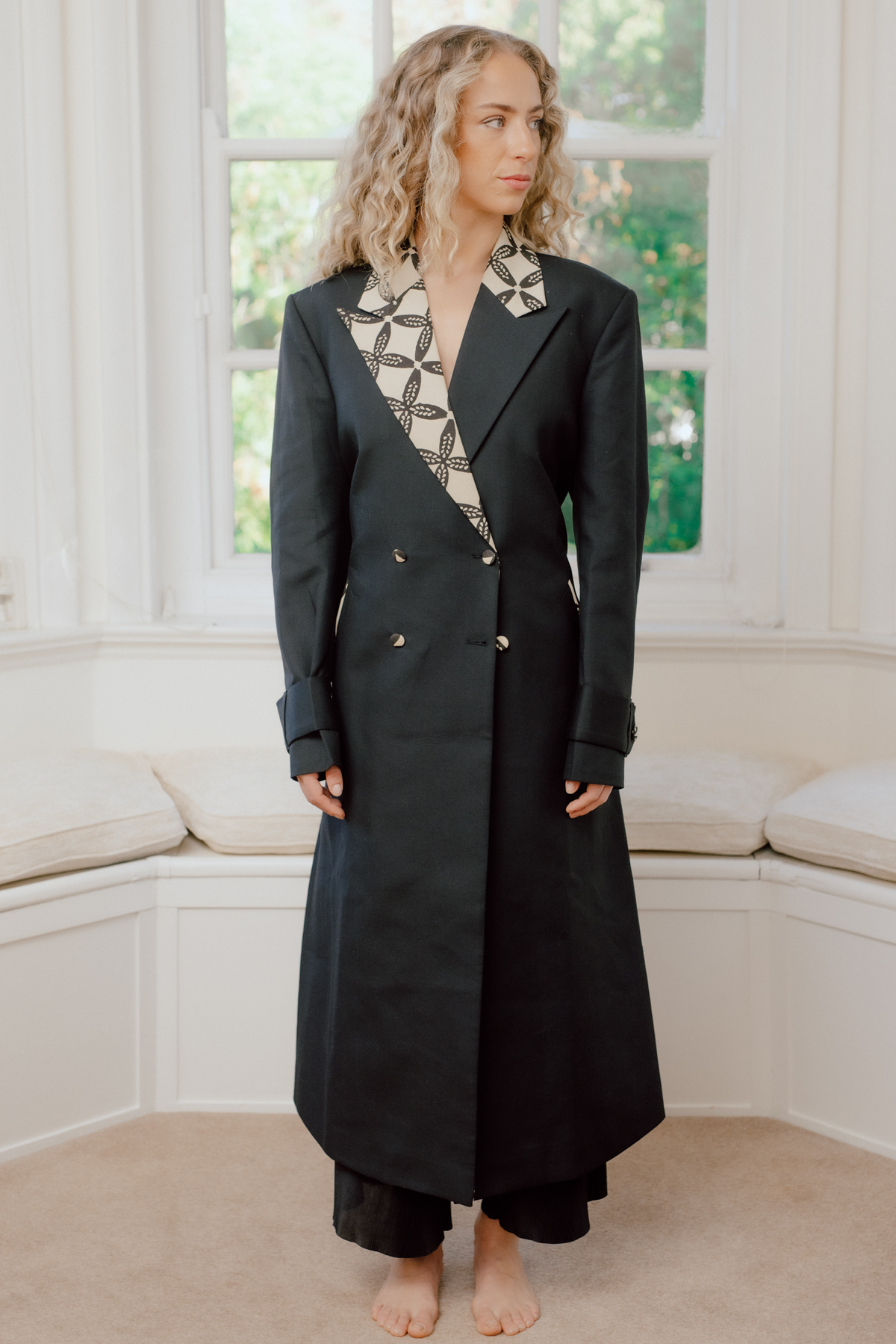 Arya Hand Block Printed Trench Coat