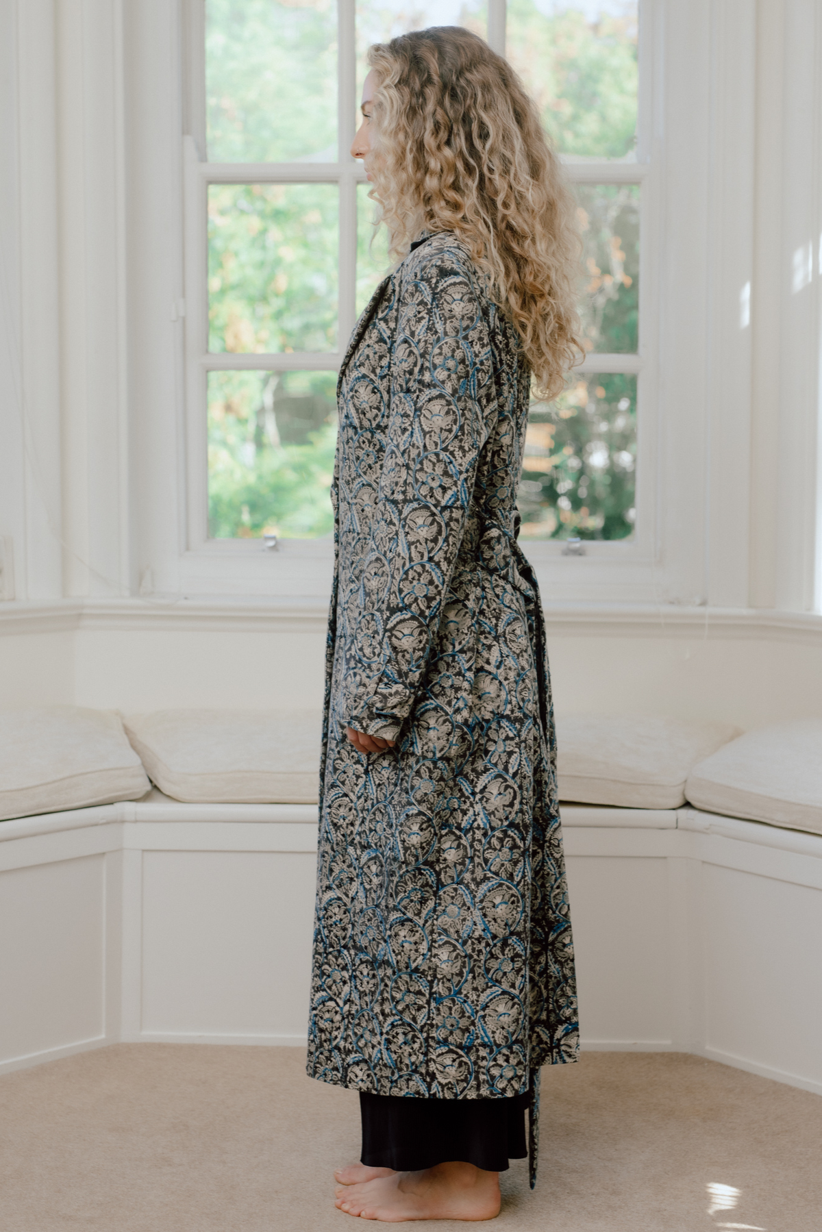 Ojas Hand Block Printed Trench Coat