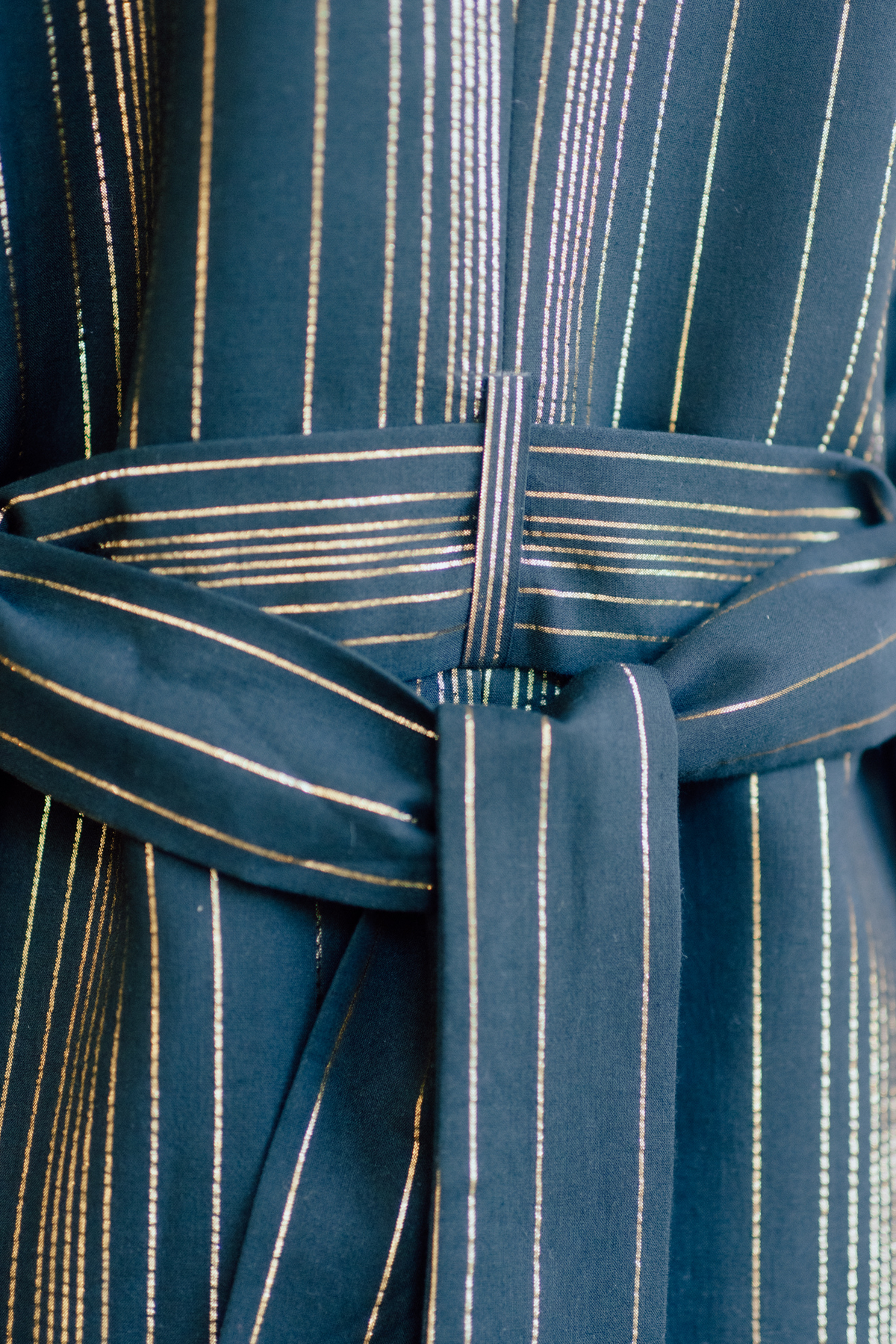 Shikandi Black & Gold Zari Stripe Trench Coat