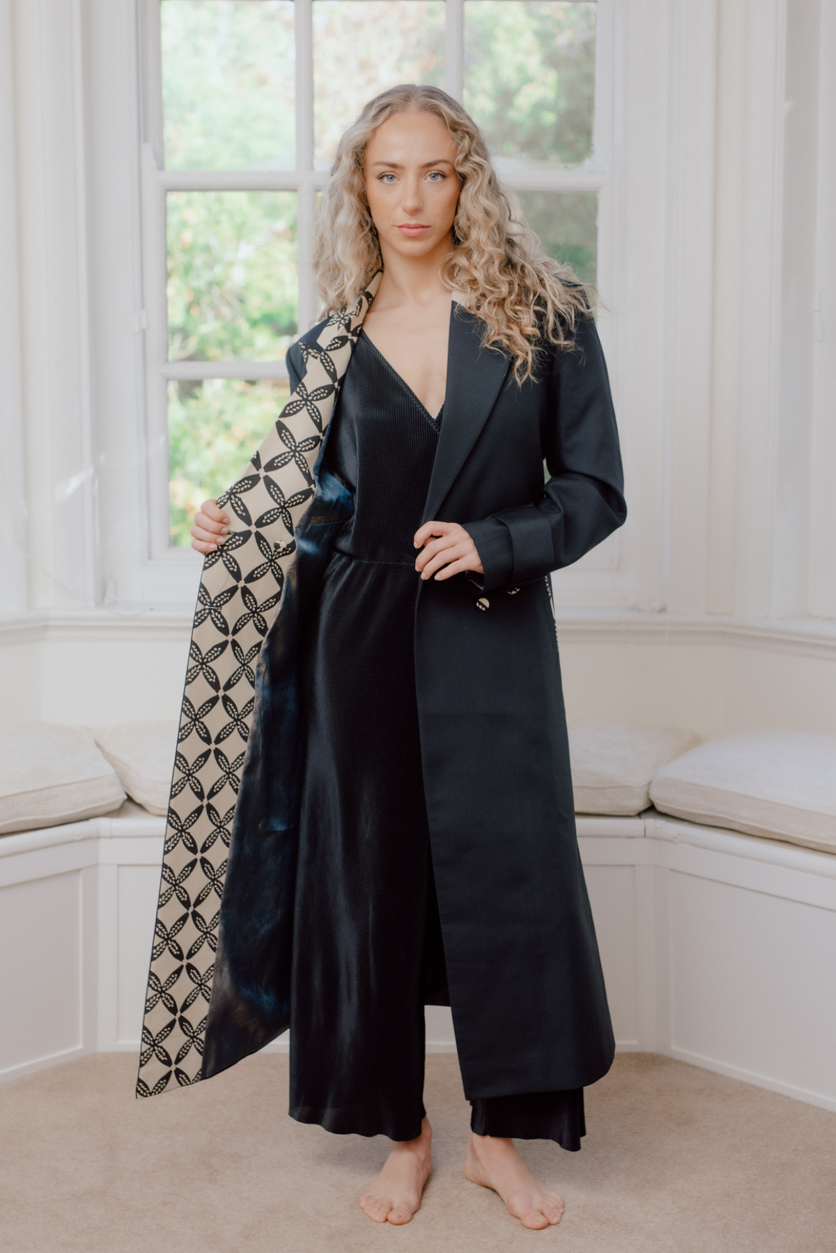 Arya Hand Block Printed Trench Coat