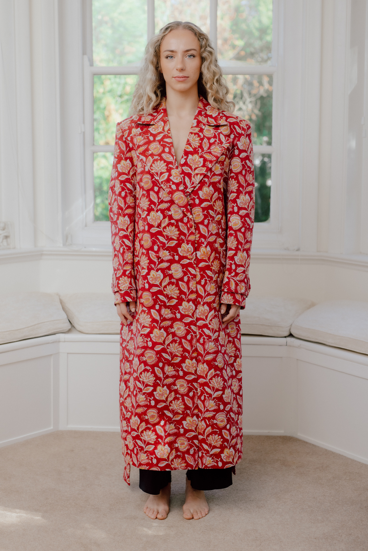 Ananta Hand Block Printed Trench Coat