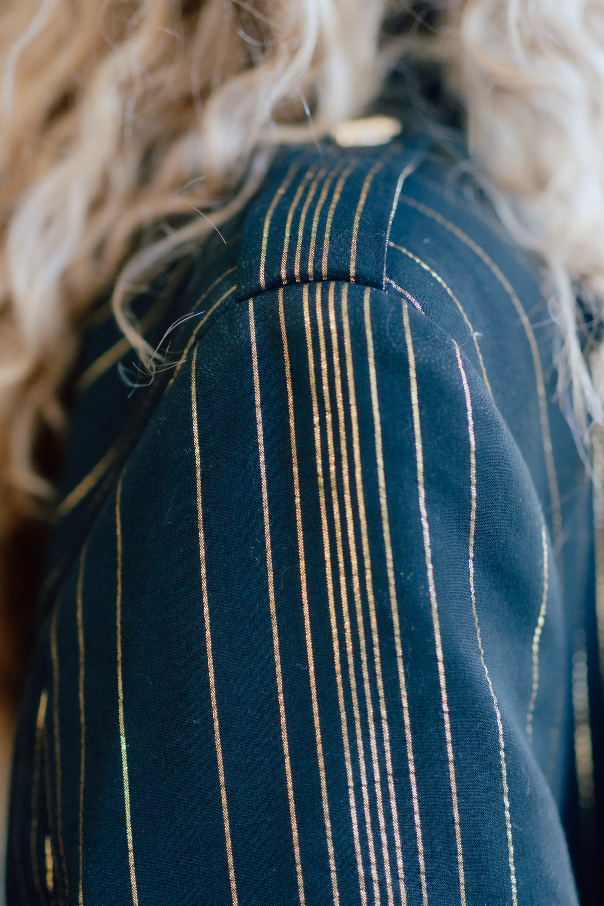 Shikandi Black & Gold Zari Stripe Trench Coat