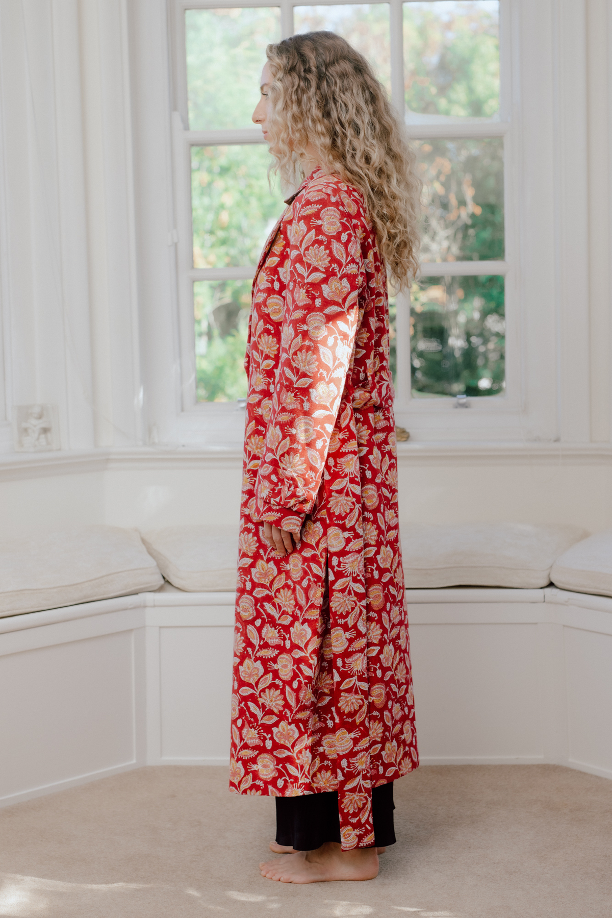 Ananta Hand Block Printed Trench Coat