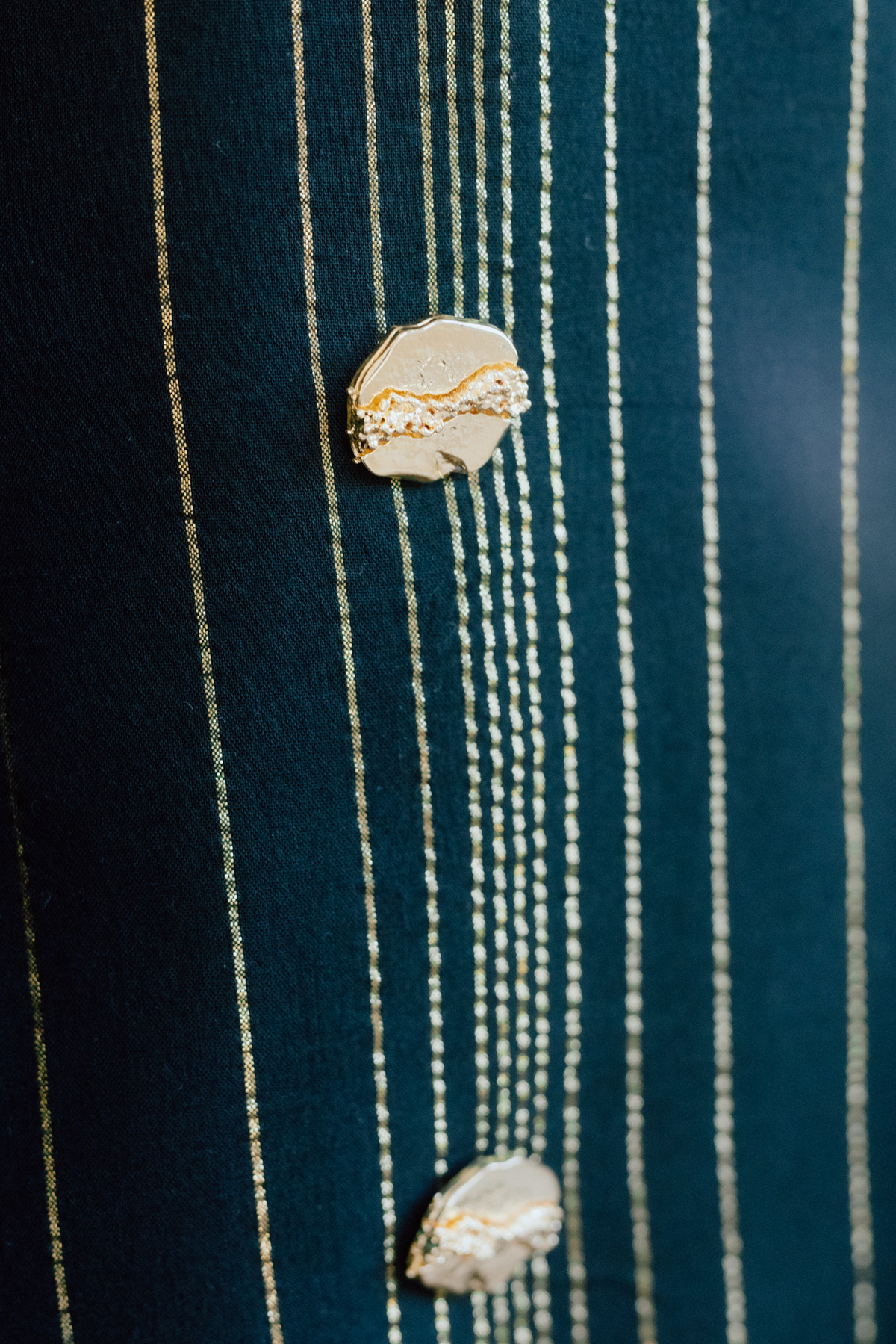 Shikandi Black & Gold Zari Stripe Trench Coat